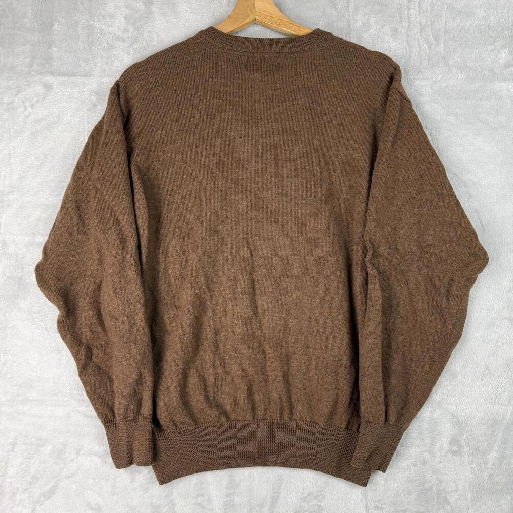 Viyella 100% Merino Wool V-Neck Sweater Brown Classic Knit Mens M Heritage VTG - Picture 7 of 9